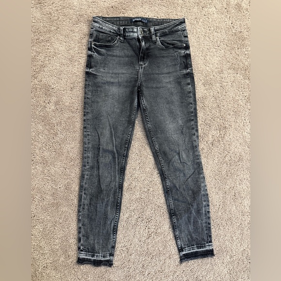 Zara Basic Denim Dept Jeans Women size 4 Charcoal Acid Wash Ankle Skinny Jean - Picture 1 of 11